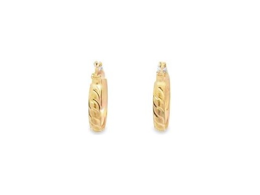 18K Yellow Gold 0.6-Inch Engraved Hoop Earrings